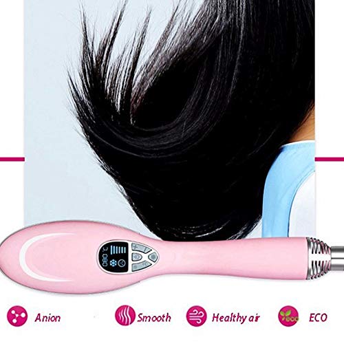 Peine secador de pelo seco de iones de pelo negativo peine termostato secador de pelo caliente y frío para el cabello de reparación estática,Pink