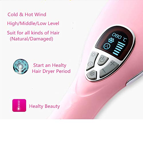 Peine secador de pelo seco de iones de pelo negativo peine termostato secador de pelo caliente y frío para el cabello de reparación estática,Pink