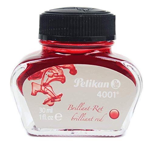 Pelikan 301036 - Tinta para pluma estilográfica 4001, frasco de vidrio de 30 ml, color Rojo