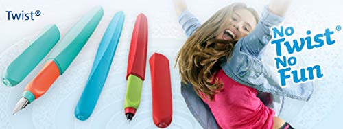 Pelikan Set Juego de Pluma Estilográfica Twist + 2 Cartuchos de Tinta TP + 1 Súper Borrador Pirata Incluido, Kit para Escuela Primaria, Escuela Secundaria - 926071