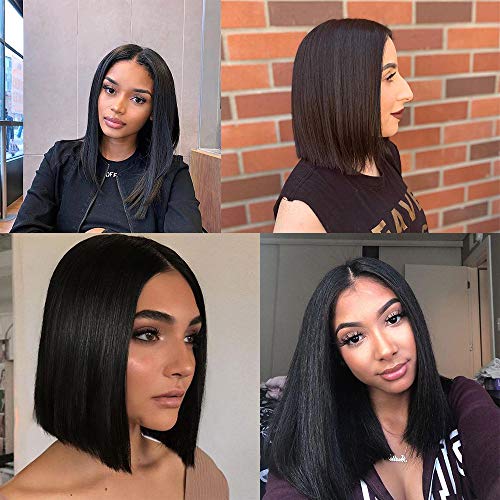 pelo lacio sintético negro corto Bob pelucas peluca de la parte media para mujeres niñas traje diario usar peluca 14 pulgadas