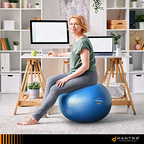 Pelota de Pilates | Balón de Ejercicio | Bola de Embarazada, Yoga, Fitness y Gimnasio - 55cm / 65cm / 75cm Fitball Silla Equilibrio – Extra Gruesa, Antideslizante & Anti Explosión – con Bomba y Guía