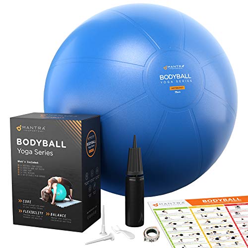 Pelota de Pilates | Balón de Ejercicio | Bola de Embarazada, Yoga, Fitness y Gimnasio - 55cm / 65cm / 75cm Fitball Silla Equilibrio – Extra Gruesa, Antideslizante & Anti Explosión – con Bomba y Guía
