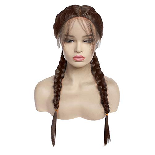 Peluca De TWIFER De Largo,Las Trenzas SintéTicas Atan La Peluca Delantera Con El Pelo Largo Negro/Brown Pelucas Trenzadas Dobles Resistente Al Calor