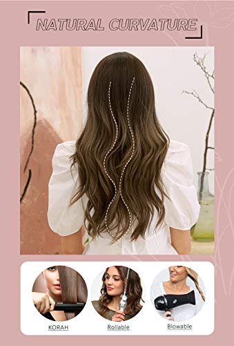 Pelucas de Larga-onda con Flecos,Pelucas Sintéticas para Mujer Chica, Pelo de Cosplay Resistente al Calor,Pelucas de Fiesta de Marrón Oscuro,Forma Natural para Uso Diario,26''