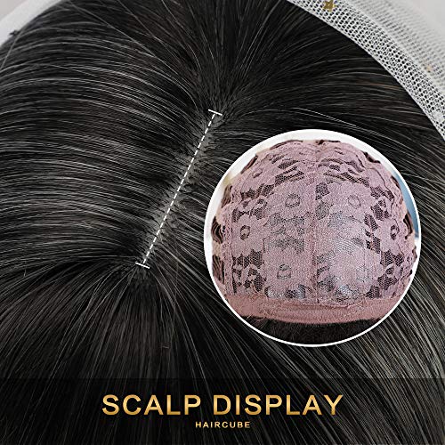 Pelucas de pelo sintético de 20 pulgadas con raíces negras y rubio, de la marca HAIRCUBE