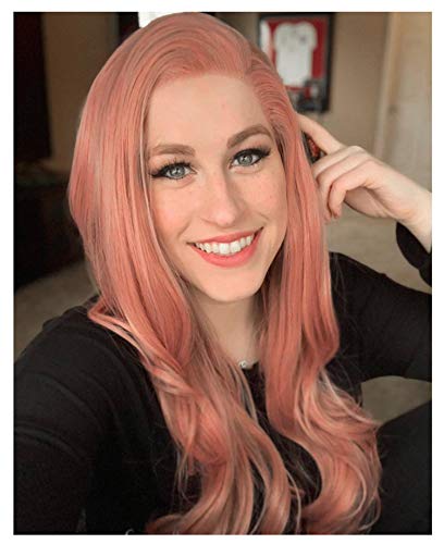 Pelucas Delanteras largas del cordón del Pelo de la Onda Floja de JIER Peluca sintética amistosa del Calor de la Muchacha para la Moda Natural (Amarillo)