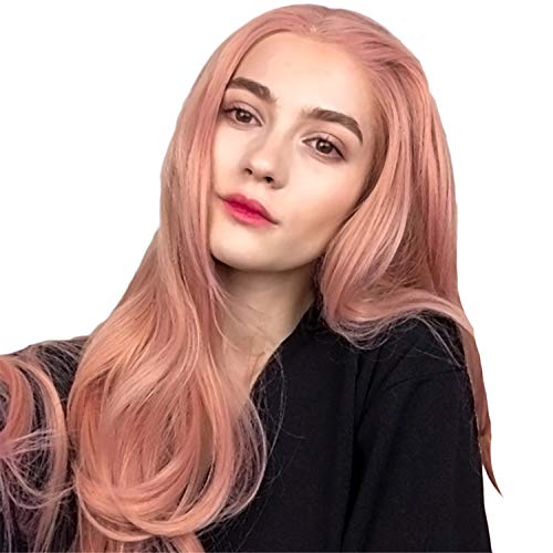 Pelucas Delanteras largas del cordón del Pelo de la Onda Floja de JIER Peluca sintética amistosa del Calor de la Muchacha para la Moda Natural (Amarillo)