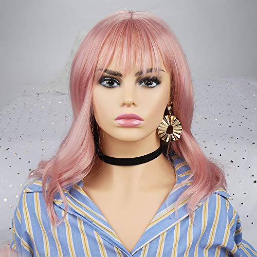 Pelucas Rizadas Cortas- Peluca Sintética Pelucas Sintéticas De Longitud Media Cabello Resistente Al Calor Sin Fibra Para Mujeres Con Flequillo Casquillo De Peluca Incluido 14 ”Por Makone