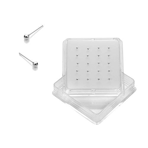 Pendiente para la nariz de plata de ley, 20 unidades, bola lisa, 2 mm.