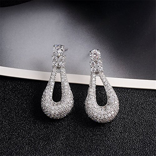 Pendientes, cobre ecológico, aretes de circonita AAA, estilo de moda simple, regalo femenino, plata