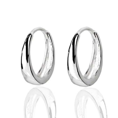 Pendientes de aro pequeños para orejas sensibles y cartílago, plata de ley 925, hipoalergénicos, para mujeres, niñas, 7 mm, 10 mm, 13 mm, 15 mm (10mm)