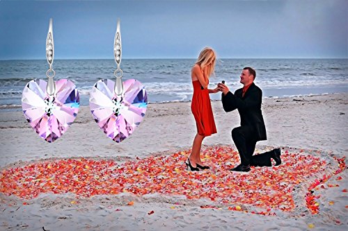 Pendientes de Corazón Swarovski Pendientes Joyería de Moda Para Mujer Chica Morado