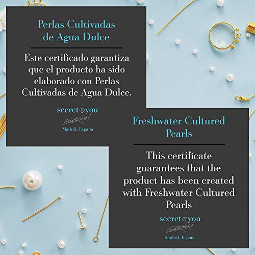 Pendientes de Mujer de Perlas Cultivadas Keshi Blancas de Agua Dulce SECRET & YOU - Plata de Ley de 925 milésimas - Disponibles en 10 tallas desde 7-8 mm hasta 15-16 mm