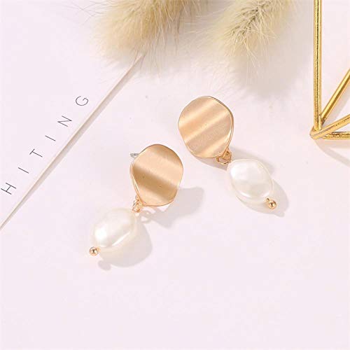 Pendientes De Plata Pendientes De Perlas Pendientes De Oro Asiáticos Sencillos Pendientes De Perlas De La Personalidad Espejo De Onda Estéreo