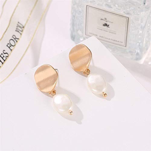 Pendientes De Plata Pendientes De Perlas Pendientes De Oro Asiáticos Sencillos Pendientes De Perlas De La Personalidad Espejo De Onda Estéreo