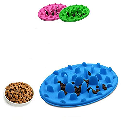 PENGYANZHOU Alimentador Lento Interactivo Anti-Choke Tazón para Mascotas para Alimentar a Perros y Gatos Alimento Lento Anti-gulping Infusión para Dejar de Fumar para Mascotas (25 x 18 cm) Azul
