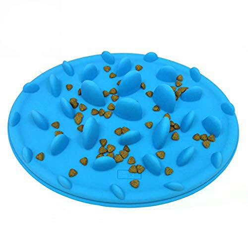 PENGYANZHOU Alimentador Lento Interactivo Anti-Choke Tazón para Mascotas para Alimentar a Perros y Gatos Alimento Lento Anti-gulping Infusión para Dejar de Fumar para Mascotas (25 x 18 cm) Azul