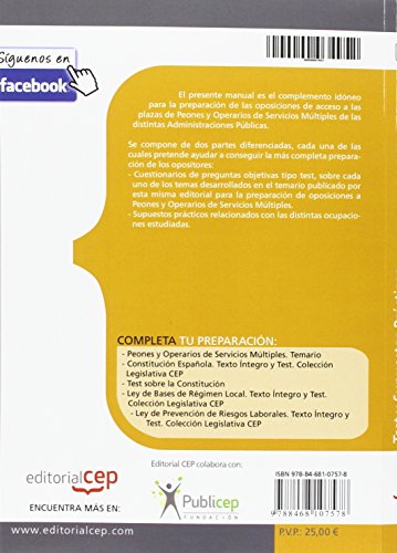 Peones y Operarios de Servicios Múltiples. Test y Supuestos Prácticos (Colección 91)