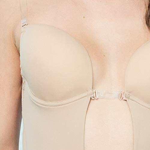 Peony.t Sexy Body para Mujer con Profundo Escote en V y Correas Transparentes Sin Espalda Sin Mangas Mono Corsé Oculto Body Shapewear (32, Beige)