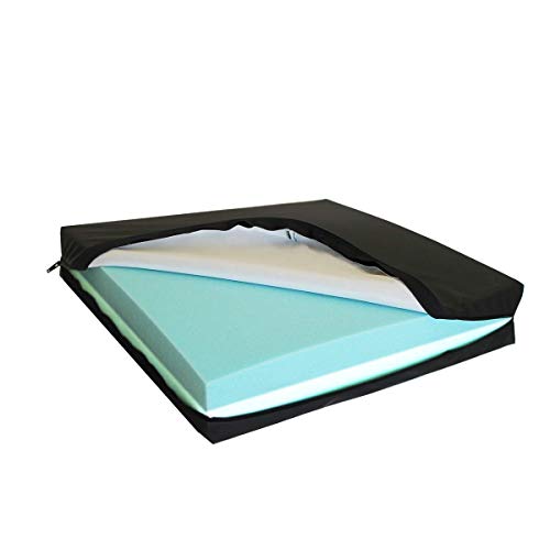 PEPE-COJÍN Antiescaras (42x42x8 cm), Cojín Silla Oficina, Cojín Antiescaras para Silla de Ruedas, Cojín Antiescaras Viscoelástico Memoria, Cojín Postural, Color Negro