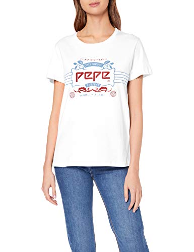Pepe Jeans 45th 03l Camiseta, Marfil (Off White 803), Small para Mujer
