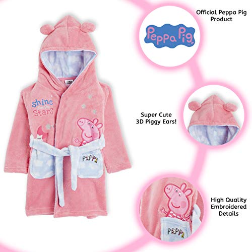 Peppa Pig Bata Suave para Niña Rosa con Capucha y Orejas 3D Animales, Batas de Estar por Casa Cómodas de Forro Polar, Ropa de Dormir Invierno Niño, Regalos Originales Niñas Niños (18/24 Meses)
