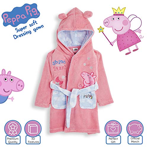 Peppa Pig Bata Suave para Niña Rosa con Capucha y Orejas 3D Animales, Batas de Estar por Casa Cómodas de Forro Polar, Ropa de Dormir Invierno Niño, Regalos Originales Niñas Niños (18/24 Meses)