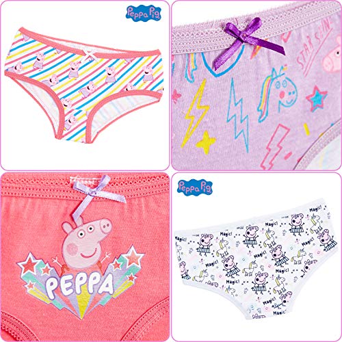 Peppa Pig Braguitas para Niñas Pack de 5 Bragas de Algodón Suave, Varios Diseños Unicornio Magico Arcoiris, Ropa Interior Niña Bebe Tallas 18 Meses- 6 Años, Regalos Niñas (2/3 Años)