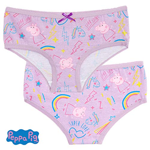 Peppa Pig Braguitas para Niñas Pack de 5 Bragas de Algodón Suave, Varios Diseños Unicornio Magico Arcoiris, Ropa Interior Niña Bebe Tallas 18 Meses- 6 Años, Regalos Niñas (2/3 Años)