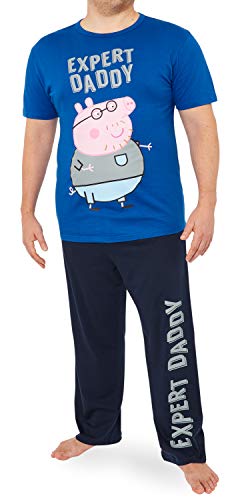 Peppa Pig Pijama Hombre Verano, Pijamas de 2 Piezas, Regalos para Hombre (Azul, 2XL)