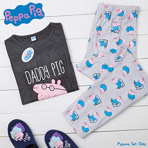 Peppa Pig Pijama Hombre Verano, Pijamas de 2 Piezas, Regalos para Hombre (Gris, XL)