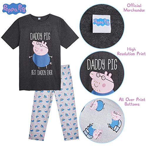 Peppa Pig Pijama Hombre Verano, Pijamas de 2 Piezas, Regalos para Hombre (Gris, XL)