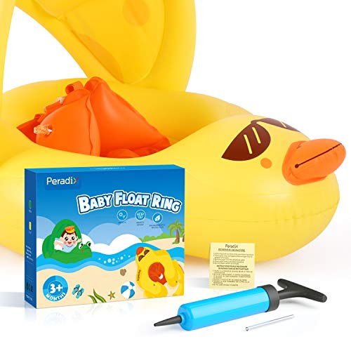 Peradix Flotador de Natación para Bebé.Flotadores para bebés con Bomba Manual,Flotador Cuello Bebe Ajustable Inflable Doble Airbag Flotador de Natación Piscina Nadar Anillo para Niños de 6 a 30 Meses