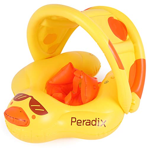 Peradix Flotador de Natación para Bebé.Flotadores para bebés con Bomba Manual,Flotador Cuello Bebe Ajustable Inflable Doble Airbag Flotador de Natación Piscina Nadar Anillo para Niños de 6 a 30 Meses