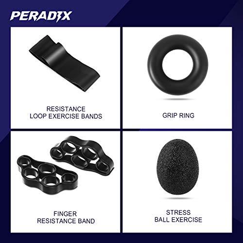Peradix Fortalecedores de Mano Ajustables Agarre Manual Ejercicio,Fortalecedores de Agarre Kit （Juego de 6）, Fortalecedor de Agarre de Mano,Anillo de Ejercicio y Antiestrés Bolas para Artritis