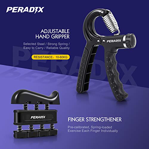 Peradix Fortalecedores de Mano Ajustables Agarre Manual Ejercicio,Fortalecedores de Agarre Kit （Juego de 6）, Fortalecedor de Agarre de Mano,Anillo de Ejercicio y Antiestrés Bolas para Artritis