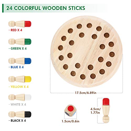 Peradix Juego Ajedrez de Memoria de Madera para Niños,24 Piezas Ajedres de Juguetes Memoria Montessori,Juguetes cognitivos de Color para Niños Educa,Ajedrez para Niños