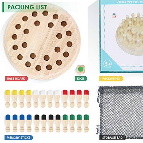 Peradix Juego Ajedrez de Memoria de Madera para Niños,24 Piezas Ajedres de Juguetes Memoria Montessori,Juguetes cognitivos de Color para Niños Educa,Ajedrez para Niños