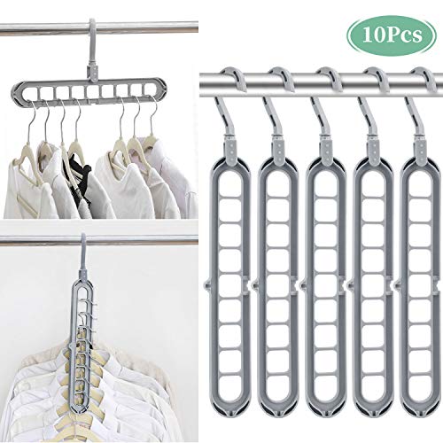 Perchas Ropa Organizador,Abertura en Forma de S, Gancho Giratorio 360ºPerchas de Armario Multifuncionales mágico para Ahorrar Espacio,Plástico Resistente Percha de Ahorro de Almacenamiento Plegables