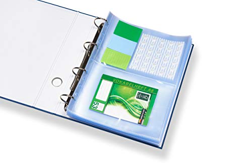 perfect line 100 fundas para guardar transparentes A4, divididas en 2 partes (A5-transversal), lámina transparente con inserción por alto