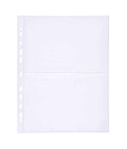 perfect line 100 fundas para guardar transparentes A4, divididas en 2 partes (A5-transversal), lámina transparente con inserción por alto