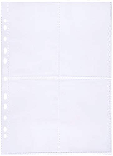 perfect line 100 fundas para guardar transparentes A4, divididas en 4 partes A6, lámina transparente con inserción por el alto