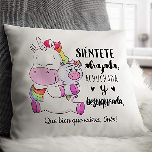 Personello Cojín de Unicornio Personalizado (con Nombre y Dicho), Regalo de Unicornio para la Mejor Amiga, Hermana o Hija, 40x40