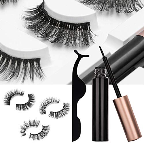 Pestañas Magneticas, Delineador, Pestañas Magneticas Delineador, Reutilizables Pestañas Postizas con Eyeliner Waterproof Delineador Magnetico, Magnetic Eyelashes Set con Pinzas