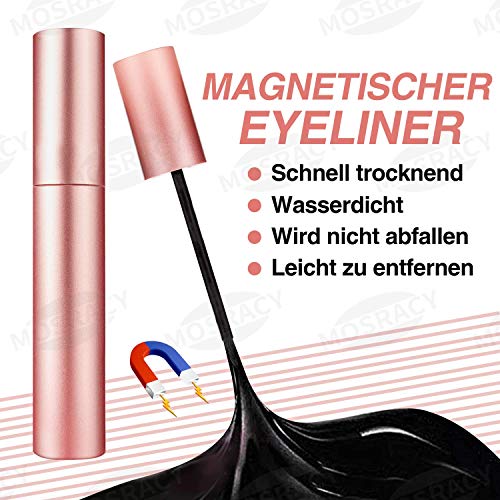 Pestañas Magnético, MOSRACY Kit de Pestañas Magnéticas Impermeables Reutilizables con Pestañas Postizas Naturales (5 pares)/Pinzas un regalo para la novia/amante de la belleza