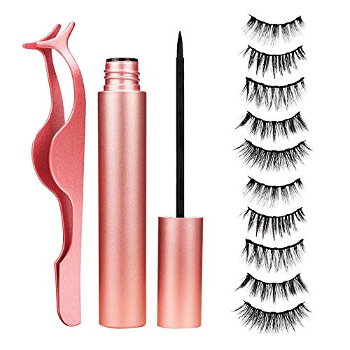 Pestañas Magnético, MOSRACY Kit de Pestañas Magnéticas Impermeables Reutilizables con Pestañas Postizas Naturales (5 pares)/Pinzas un regalo para la novia/amante de la belleza