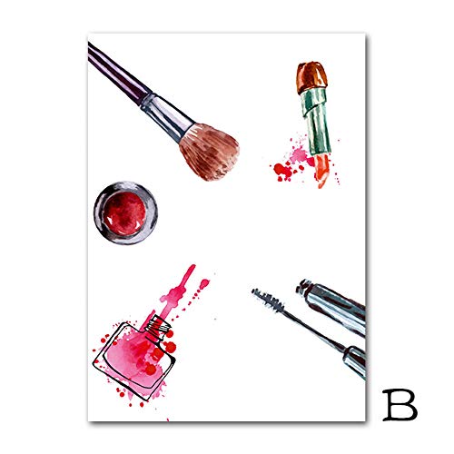 Pestañas Modernas Labios Rojos Carteles de Moda Maquillaje Lienzo Pintura Arte de la Pared Cartel nórdico Imágenes de Pared para salón de Belleza Decoración 40x60cmX3 Sin Marco