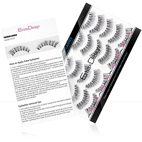 Pestañas postizas EmaxDesign ( 10 pares) , Multipack Natural 3D Pestañas Falsa - Extensiones para las pestañas Maquillaje de Moda