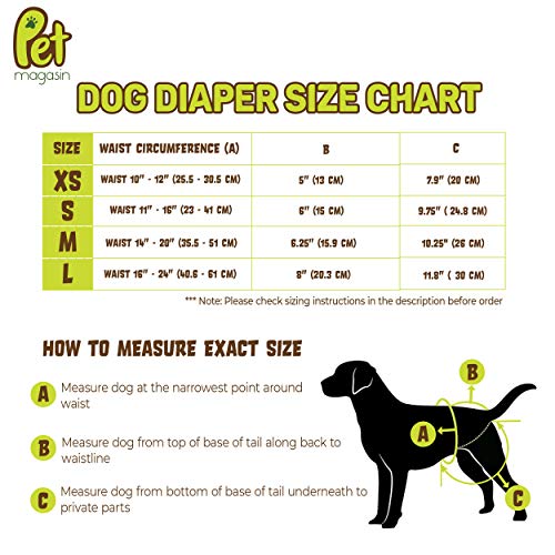 PET MAGASIN Pañales Reutilizables para Perros [Paquete de 3] Pañales Sanitarios para Mascotas, Altamente absorbentes, Lavables a máquina y ecológicos (Pattern, S)